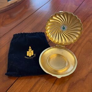 Sale!! PartyLite Gold Compact Dish with Black Velvet Pouch